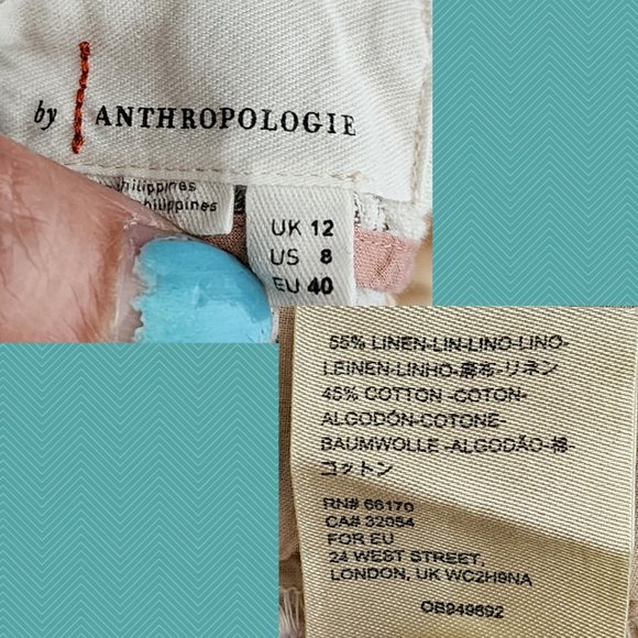 by Anthropologie White Striped Linen Blend High Rise Beachgoer Shorts - Picture 4 of 4